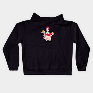 Funny Waitress Eggs and Pig Kids Hoodie